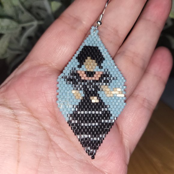 Handmade Goth Girl, Wednesday, Dancing With My Hands Beaded Earrings #2 - Picture 5 of 6